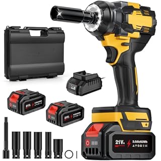 Clé à Chocs Sans Fil 700N.m, Visseuse a Choc Brushless 1/2" avec 5 Douilles à Chocs et Tige D'extension, 2 Batteries et Chargeur Rapide, 3200RPM, 21V Boulonneuse a Choc für Pkw, Pick-ups und DIY