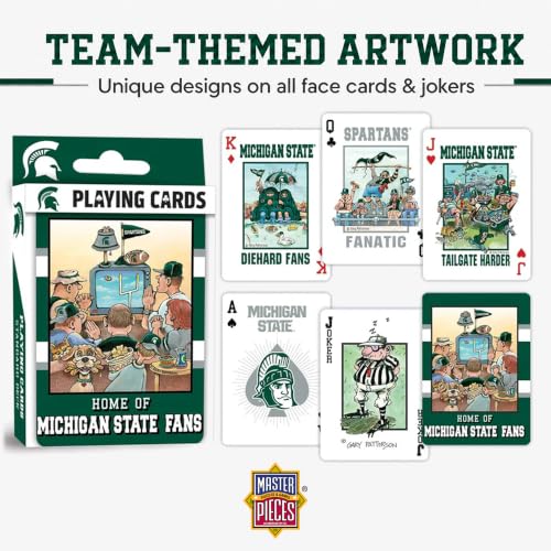 Image of Masterpieces NCAA Michigan State Spartans Playing Cards - Official Team Deck, 54 Cards - Adult