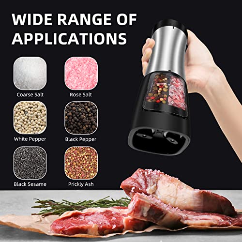 Rocyis 2 In 1 Electric Salt And Pepper Grinder-Pepper Mill Battery Operated, Automatic Refillable Spice Grinder With Ceramic Blade, Adjustable Coarseness, One-Handed Operation #TOP5