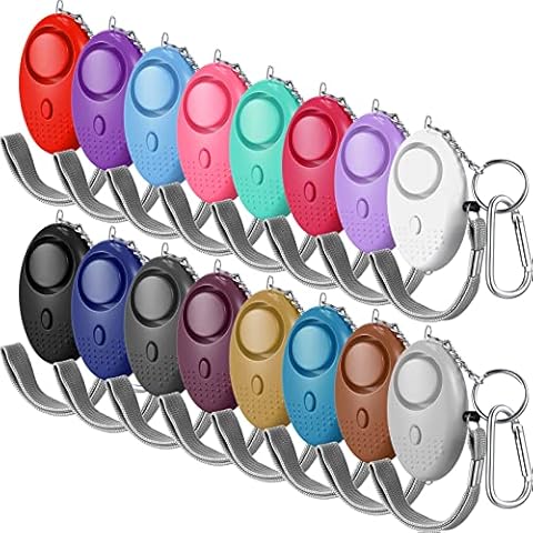 16 Pack Safe Sound Personal Alarm, Emergency Safety Alarm 130DB Security Alarm Keychain Personal Safety Devices with LED Light Buckle Key Chain for Women Self Defense, Kids Elderly, 16 Color Cover