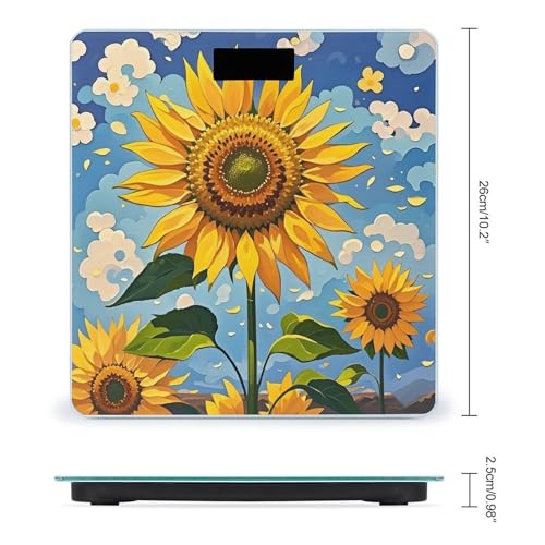 Báscula digital de baño estilo girasol con pantalla grande miniatura 2