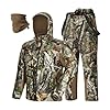 TIDEWE Hunting Clothes for Men with Face Mask, Silent Waterproof Hunting Jacket and Adjustable Bibs, Safety Strap Compatible