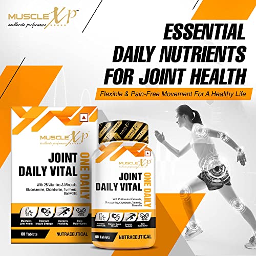 Image of MuscleXP MultiVitamin Joint One Daily Vital with Glucosamine, Chondroitin, Curcumin 95% - 60 Tablets - Pack Of 2