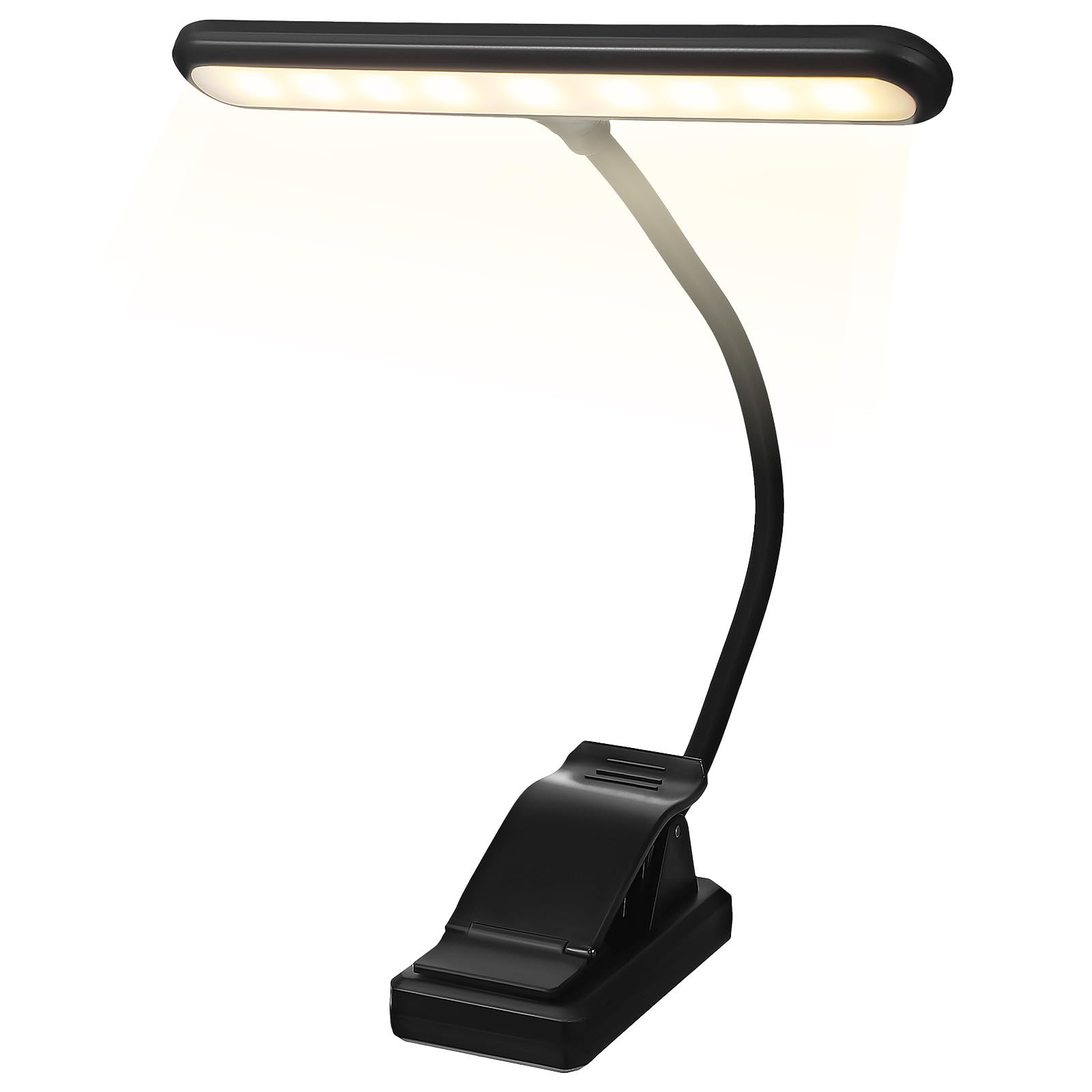 MAGICLULU Lampada da Scrivania LED Ricaricabile con Clip e Display Batteria Luce da Lettura per Pianoforte e Tastiera Leggera e Portatile con Protezione Occhi