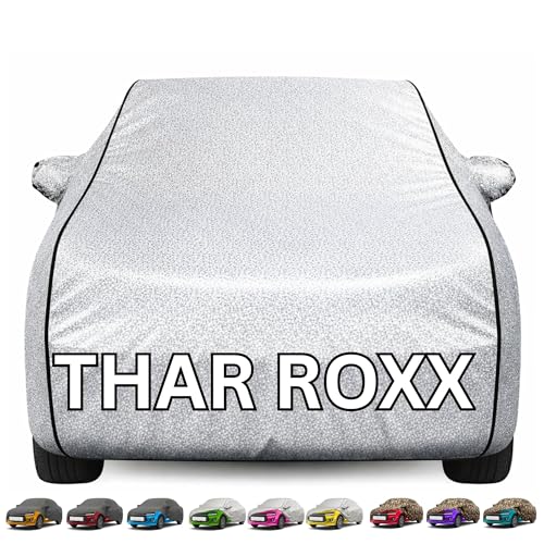 Image of Kayme Premium Silver Thar Roxx Car Cover Waterproof for (All Models & Variants - Petrol, Diesel, CNG & EV) |Speacially Custom Fit with Mirror Pockets |All-Weather Protection - Outdoor Car Body Cover