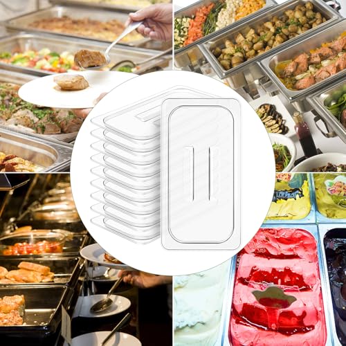 10 Pcs 1/3 Size Clear Food Pan Lids Polycarbonate Universal Handled Hotel Pan Cover Table Catering Plastic Food Pan Lid with Handle Restaurant Commercial Pan Covers for Food Fruits Vegetables - Thumbnail 6