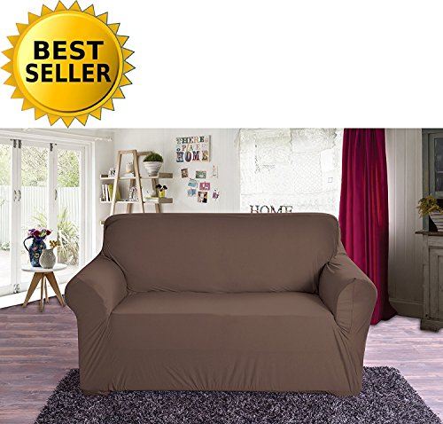 Elegant Comfort Collection Luxury Soft Furniture Jersey Stretch SLIPCOVER, Sofa Chocolate