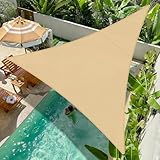 Cool Area Toldo Vela de Sombra Impermeable Triangular 3x3x3m Protección UV PES Toldos para Patio Exterior Jardín Terraza-Arena
