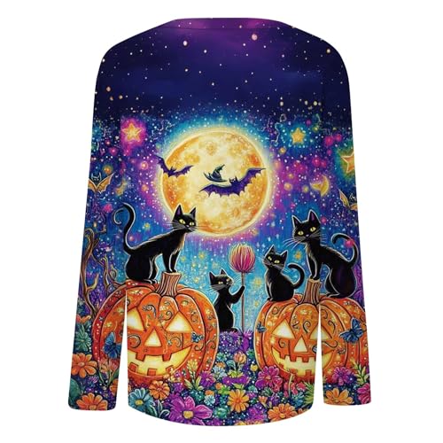 Halloween Shirts for Women Long Sleeve Plus Size Fashion Crewneck Comfortable Tshirts Halloween Costumes for Women