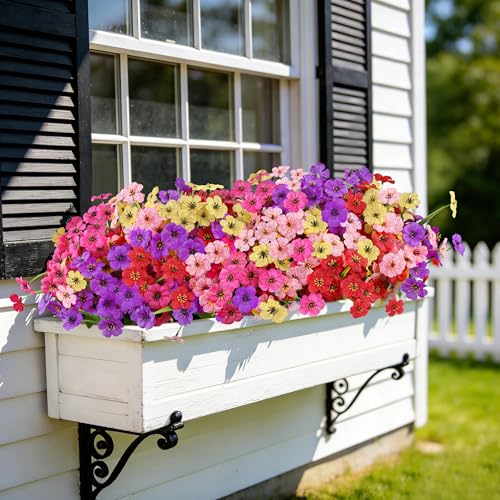 Image of AmyHomie 20 PCS Artificial Flowers for Outdoors, UV Resistant Fake Plants