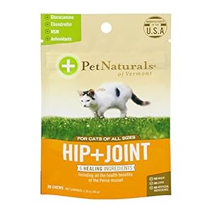 Pet Naturals Hip and Joint Support Supplement for Cats, 30 Chews – Glucosamine, Chondroitin and MSM for Cats