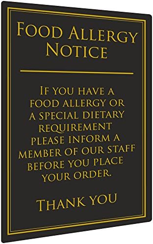 drinkstuff Food Allergy Notice 260 x 170mm - 1.5mm Plastic Wall Sign for Pubs and Restaurants
