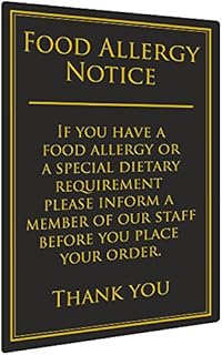 drinkstuff Food Allergy Notice 260 x 170mm - 1.5mm Plastic Wall Sign for Pubs and Restaurants