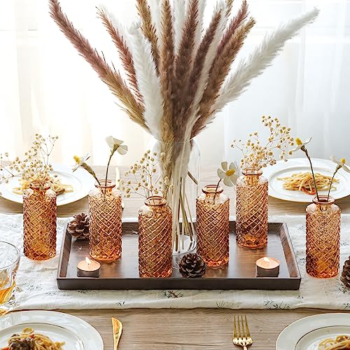 image for ComSaf Glass Bud Vases Set of 6, Small Diamond Bud Vases in Bulk, Mini