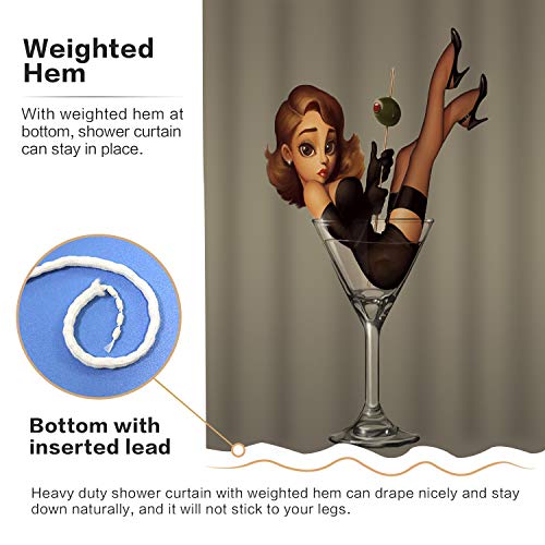 Sddser Sexy Shower Curtain Sexy Girl In Martini Glass Decorative Shower Curtains For Bathroom Washable Fabric With Hooks Ylhxsd290-72 #TOP3