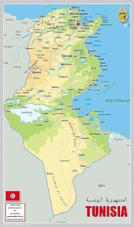Physical Map Of Tunisia The Oxford Collection Size 84 1 X 50 Cm 51Y99wpuLWL. SY445 SX342 
