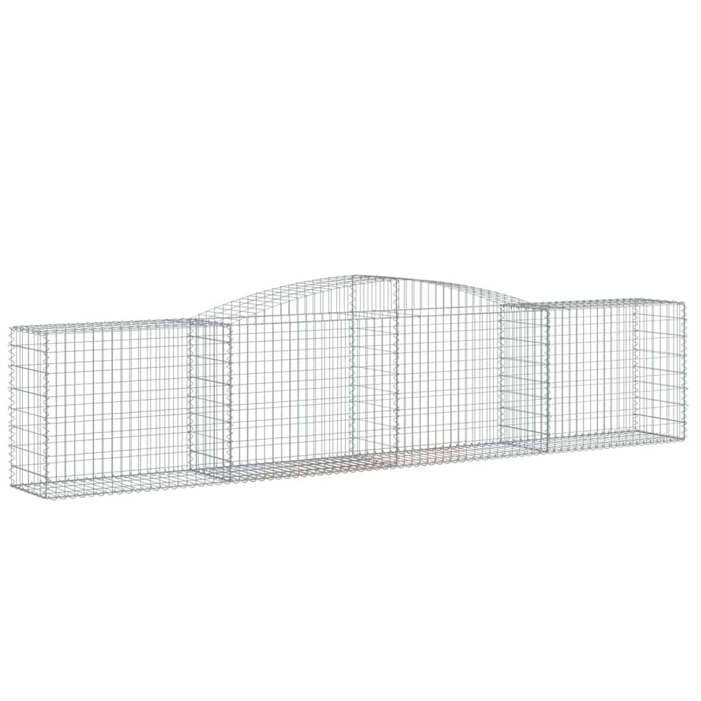 Yngbhfnop Silver Arched Gabion Baskets 4 Pcs 400X50x80/100 Cm Galvanised Iron Garden Fence Retaining Wall Wire Mesh For Slope Backyard Sound Barrier Decorative Outdoor