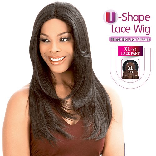 New Born Free Human Hair Blend Lace Front Wig Magic Lace U-Shape Lace Wig MLUH92 (1B)