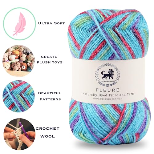 Image of Nestnhaven Acrowools Fleure Hand Knitting and Crochet Yarn. Pack of 1 Ball - 100gms. Shade no - NNHF (Multicolor21) | (500 Gm)