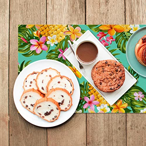 Set de table ananas anti brûlure lot de 6 tapis de table anti dérapants roses