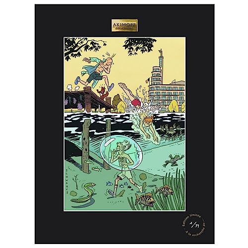 Affiche Spirou et Fantasio Plongeons Akimoff 30x40cm décoration murale chambre enfant