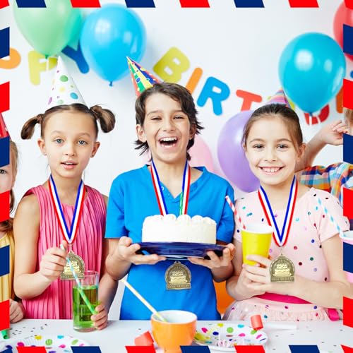 Remuuly 30 Pcs Happy Birthday Medals 2" Gold Birthday Cake Medals Award with Neck Ribbons Birthday Party Favors for Boys Girls Adults Baby Shower Birthday Celebration Decoration - Thumbnail 5