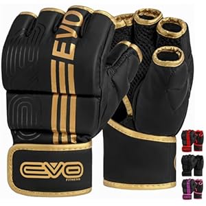 EVO Fitness Matte Black MMA Gloves Martial Arts Mitts Grappling Sparring Men Muay Thai Cage Fighting Boxing Combat Sports Women pink UFC Punching Bag Training