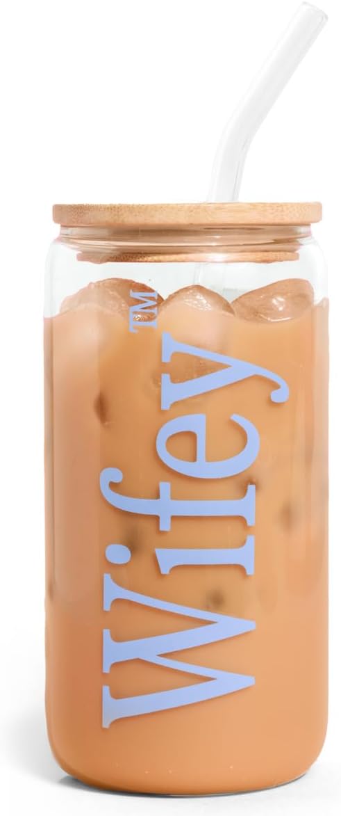 xo, Fetti Wifey Glass Tumbler | 16oz, With Straw, Lid And Brush, Bachelorette Cup, Bride Gift, Wedding Party, Bridal Shower