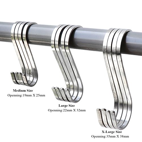 image for Esfun 12 Pack X-Large 4.5 Inch Flat S Hooks Heavy Duty Solid 304 Stain