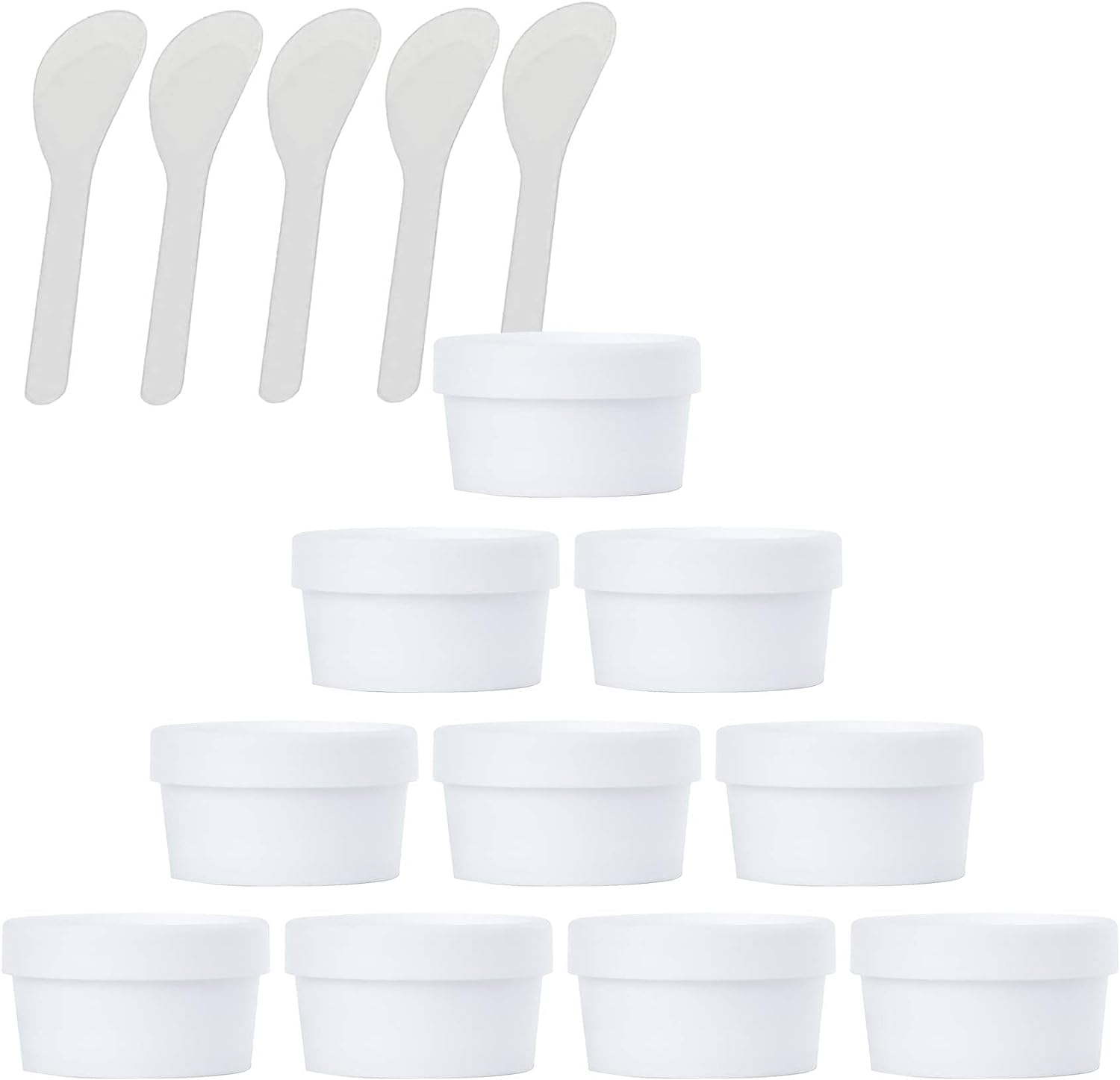KRXSOBNV Cosmetic Jars, 12 PC Empty Leakproof Cosmetic Pot Container with Lids with 6 Spatula(White,1.7 Ounces)