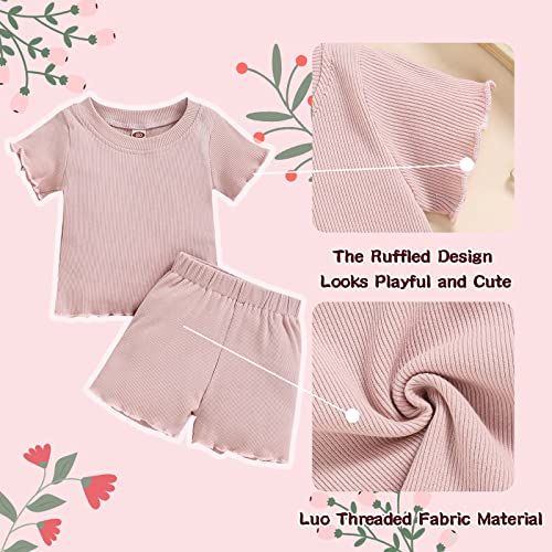 Image of Toddler Girl Clothes Summer Outfit Short Sleeve Shorts Set 12M-5T
