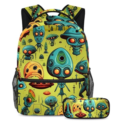 Sac à dos parfait pour les étudiants adolescents avec motif extraterrestre