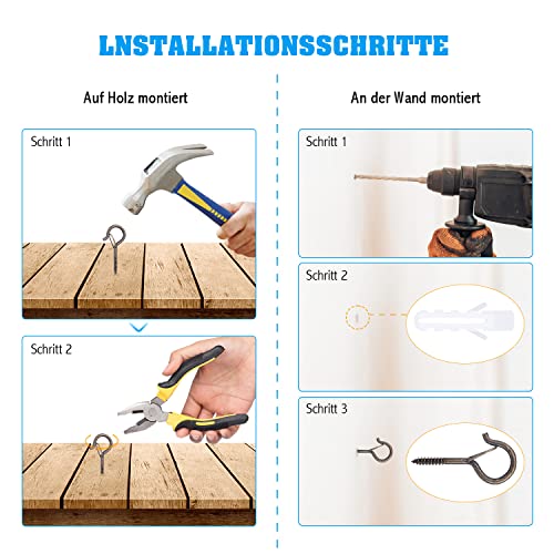 MANICAF 24 ganci a vite in bronzo, ganci per