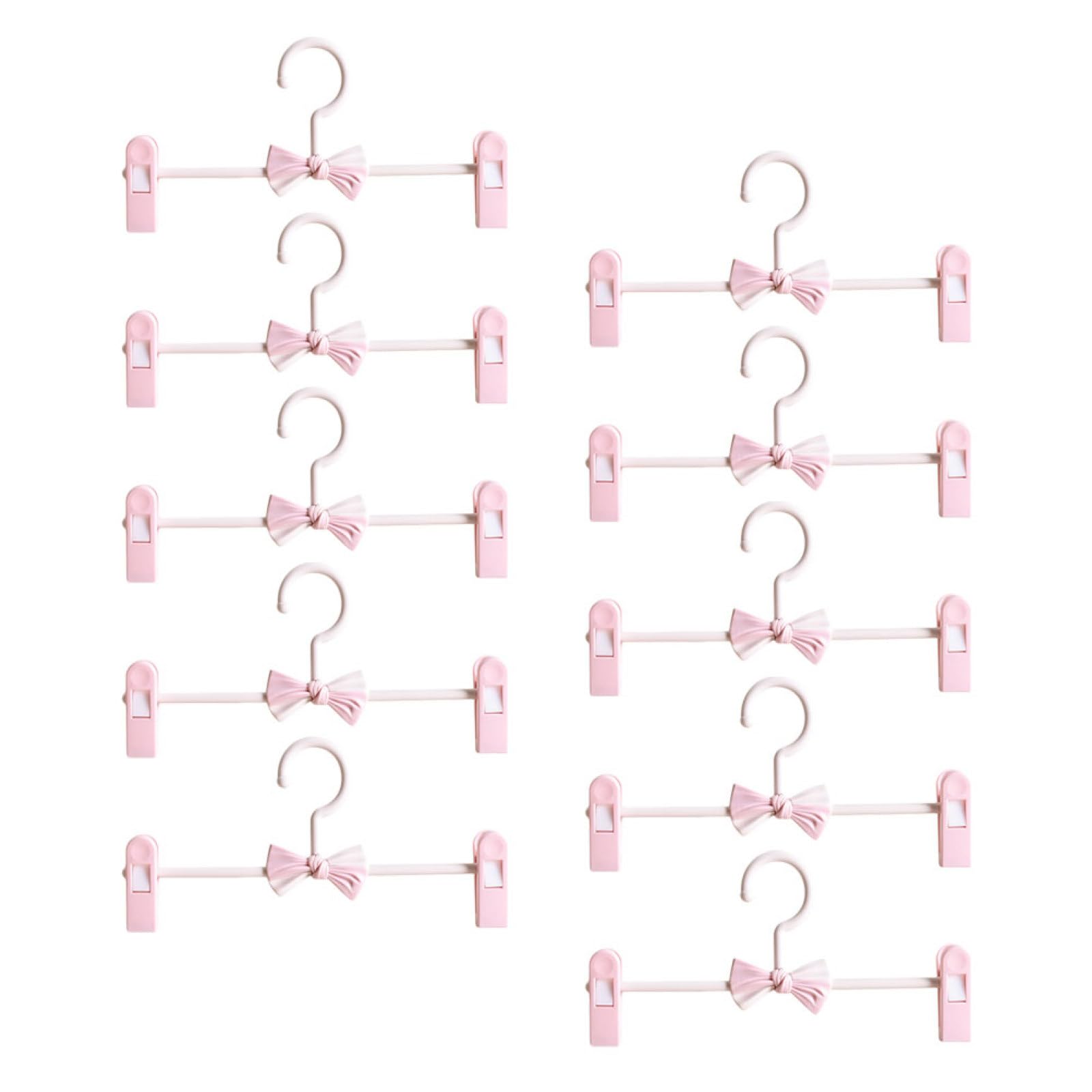Cintres à pantalons avec clips réglables et barrette plastique rose antidérapante