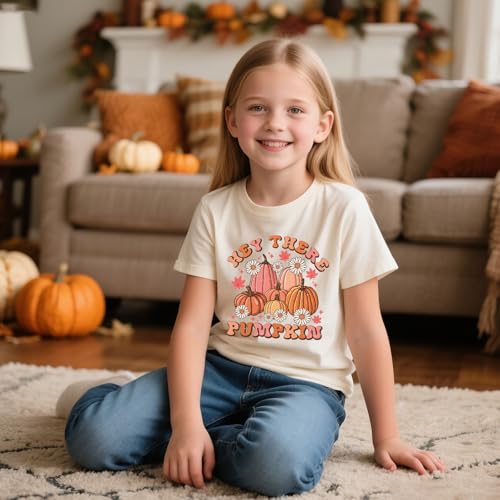 Girls Thanksgiving Shirt Pumpkin Bow T-Shirt Fall Cotton Short Sleeve Tees 2-12 Years4