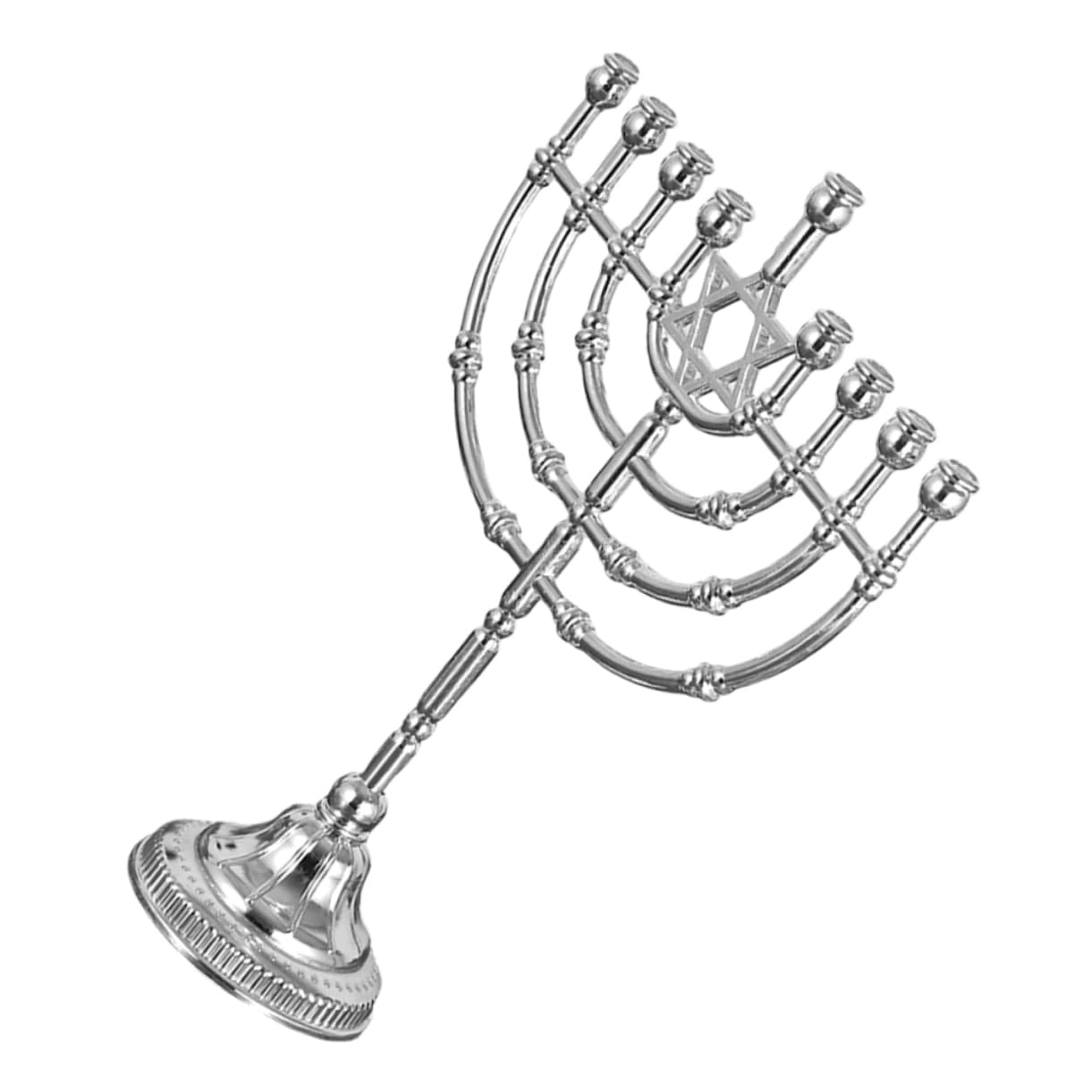 Candelabro Artístico de 9 Ranuras en Aleación de Zinc Plata | Diseño Vintage Elegante, Acabado Liso de Superficie, Decoración de Mesa para Ceremonias Religiosas y Hogar