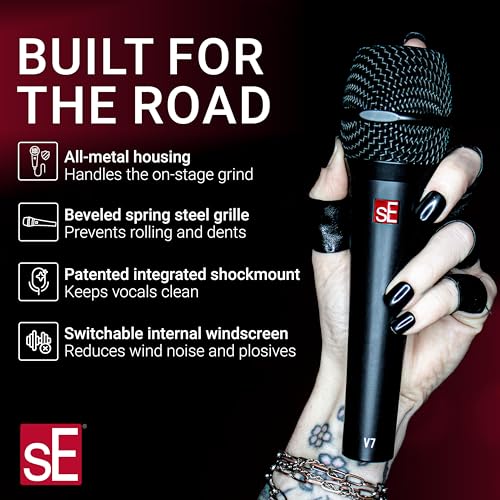 Image of SE ELECTRONICS V7 Push-to-Talk Dynamic Microphone for Singing, Speech & Studio Recording - XLR Handheld Professional Microphone with Supercardioid Aluminum Voice Coil for Huge Gain Before Feedback