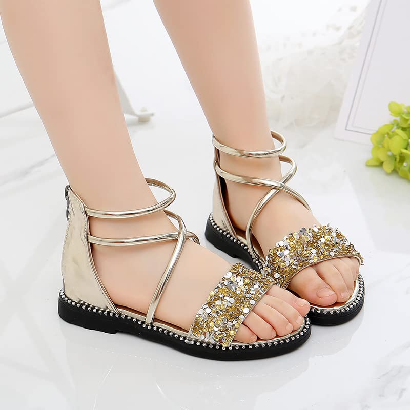 MATERUIEYES Gladiator PU Fashion Girls' Summer Sandals Rear Zip Breathable Flat Sandals3