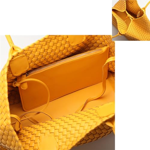 Image of SporGenius Woven Tote Bag Large Vegan Leather Totes Bag, Fashion Handwoven Purses for Women