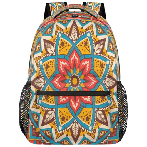 Vintage Ethnic Mandala Pattern Kids Backpack, Lightweight School Bookbag Large Capacity Laptop Backpack Water Resistant Daypack Shoulder Bag for Teenager Boys Girls