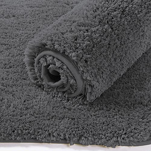 Image of Flooring India Co Newman Rectangular Bath Mat 2500 GSM Super Soft Microfiber Anti Skid Slip Water Absorbent Bathroom Mats for Bedroom, Home, Door (40X60 CM, Grey)