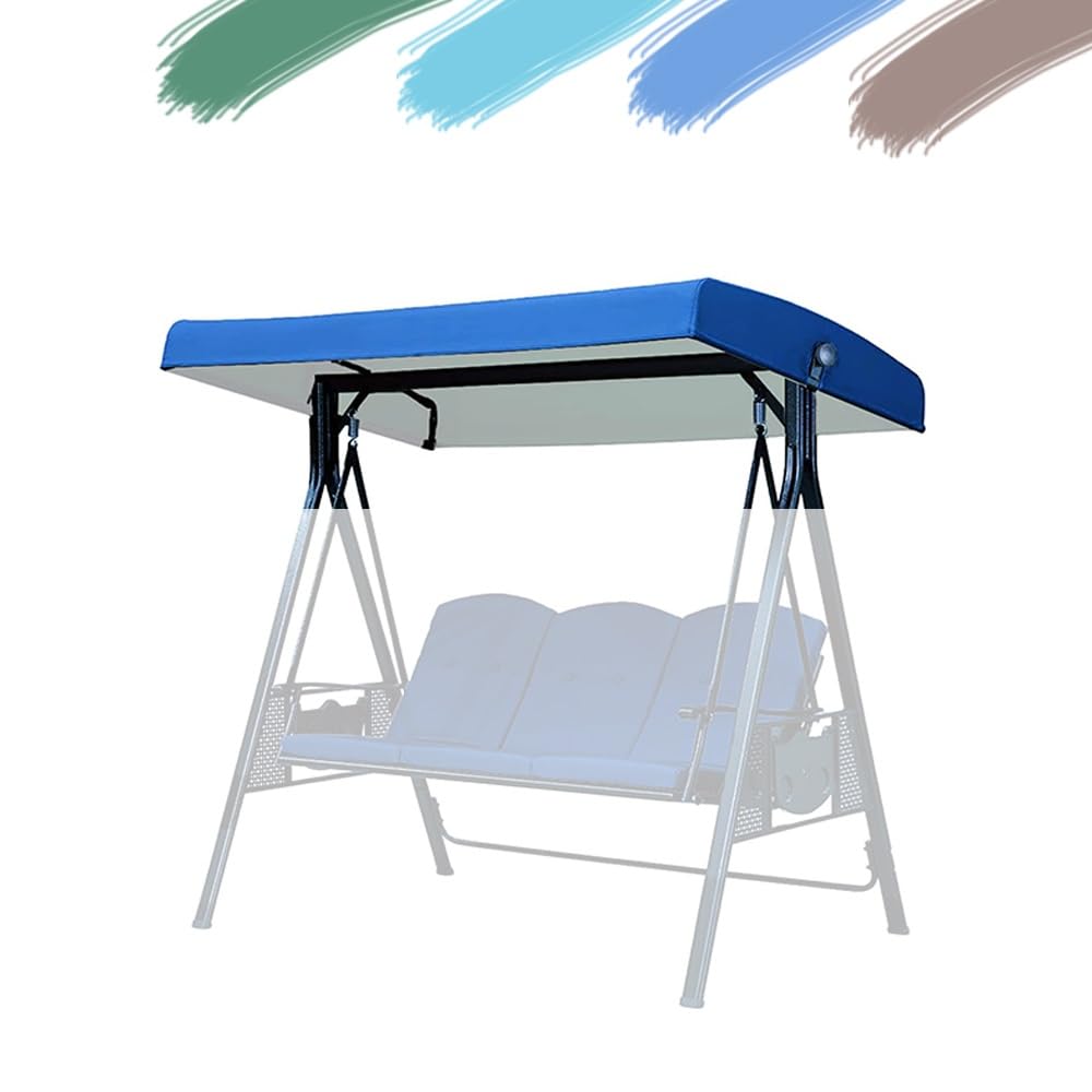 BEWEGNLNHK Swing Chair Canopy Replacement For Garden Swing, Waterproof Patio Swing Canopy Replacement Cover 2 3 Seater Porch Swing Seat Canopy Cover(Blue)