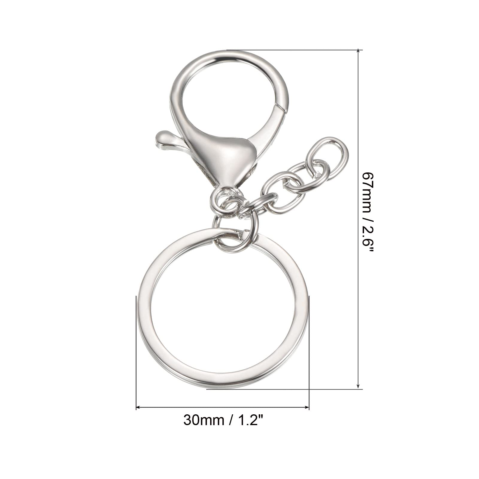 PATIKIL Key Chain Rings, 5 Pack Lobster Clasp Keyring Trigger Clip Keychain Holder for DIY Decorations Silvery - Image 2