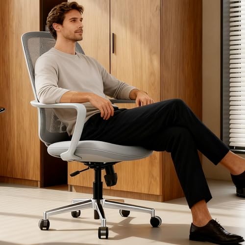 VOFFOV Ergonomic Office Chair, Comfortable Gaming Chairs with High Back Mesh & Lumbar Support, Executive Rolling Swivel Comfy Office Desk Chairs for Long Hours