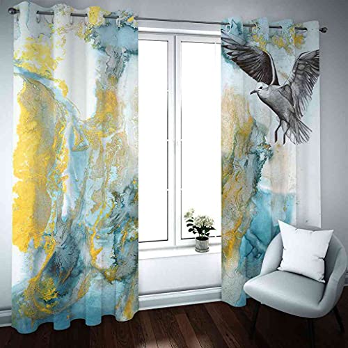 Rideau 3D oiseaux pour chambre enfant et salon gris lourd