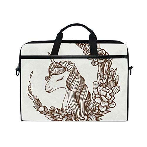 FANTAZIO Unicorn Sketch - Maletín bandolera para laptop de 14 pulgadas y 15 pulgadas, multicolor, 11x15 in