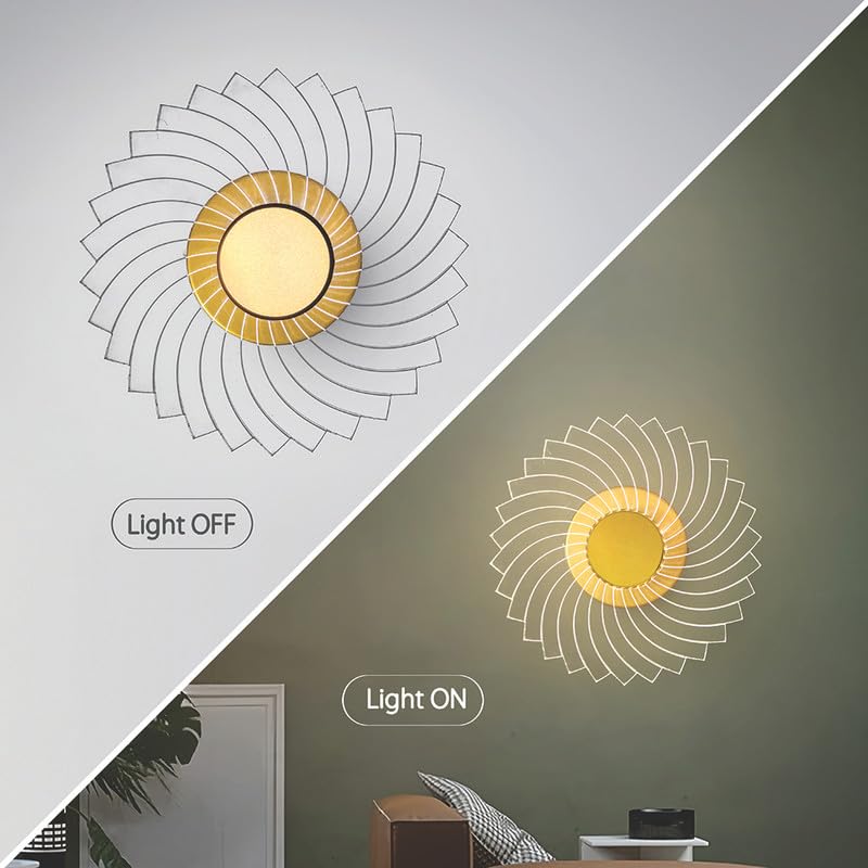 Image of Luxury Spiral Pattern 3-in-1 LED Wall Lamp for Living Room & Bedroom | Fancy Wall Light for Home Decoration, Hallway & Indoor Ambient Lighting (Golden Finish)