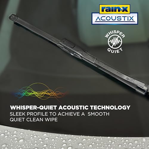 Image of Rain-X Acoustix 20 inch Wiper Blades (Pack Of 1), Whisper Quiet Automotive Replacement Windshield Wipers, Plasma Treated & Graphite-infused Coating for Smooth Performance & Long-lasting Durability