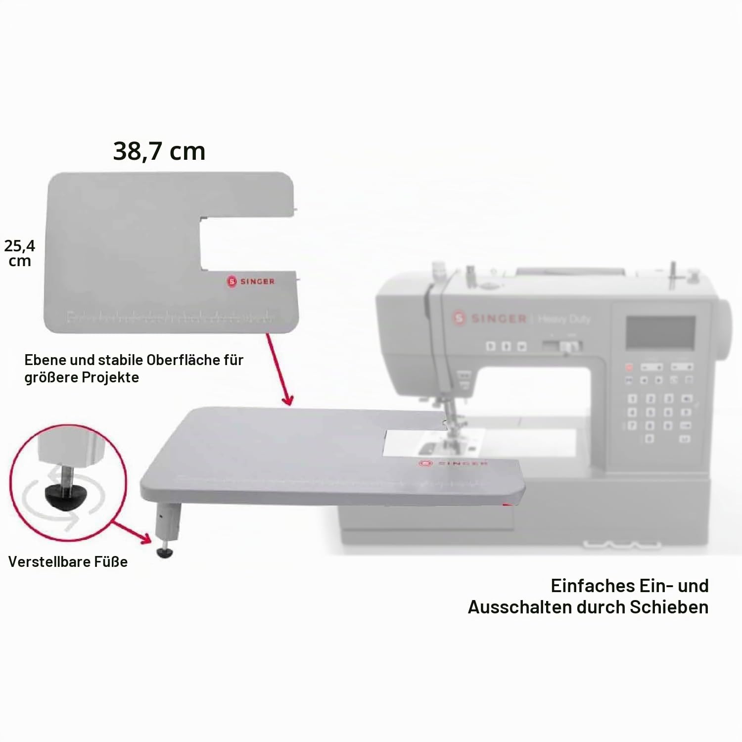 Singer Anschiebetisch für Heavy Duty Nähmaschinen Heavy Duty: 6600C / 6700C / 6800C / 6605C / 6705C / 6805C