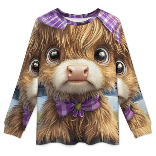 Highland Cow On Car Pajama Set Long Sleeve Lounge Sets Sleepwear 2 Pjs Nightwear for Men Women4